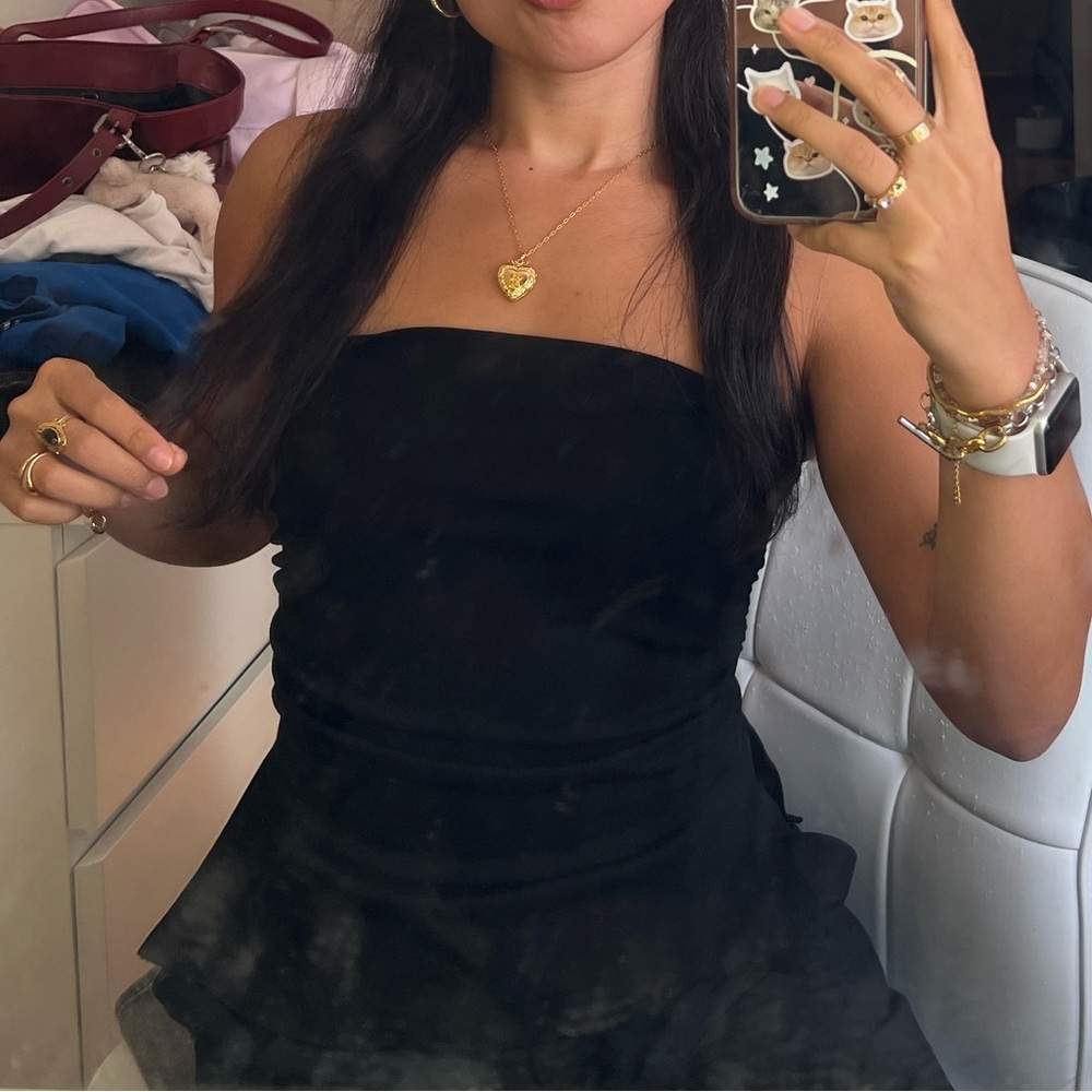 BERSHKA Black bandeau with gathered detail